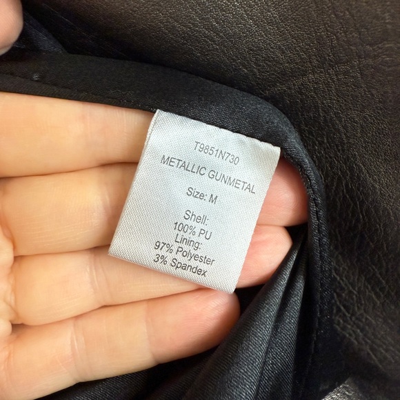 Tart Collection Moto Jacket Gray Vegan Leather Size Medium Double Breasted - Picture 12 of 12